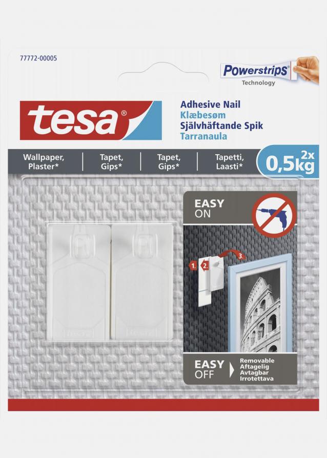 Tesa - Selvheftende spiker til alle typer vegger (maks 2x0,5kg)