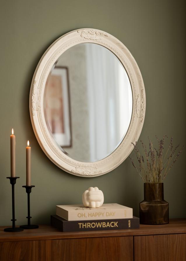 Speil Antique Hvit Oval 63x73 cm