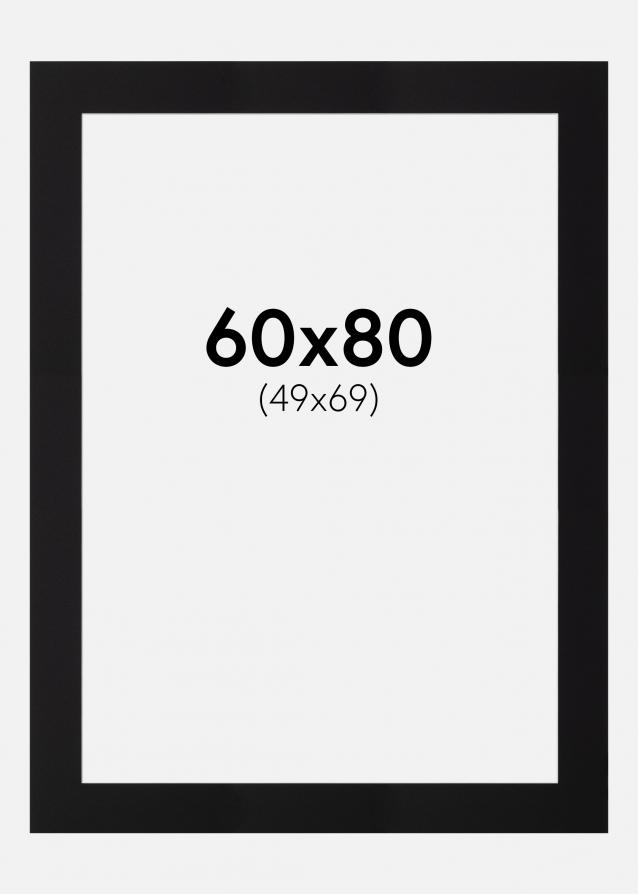 Passepartout Svart Standard (Hvit kjerne) 60x80 cm (49x69)