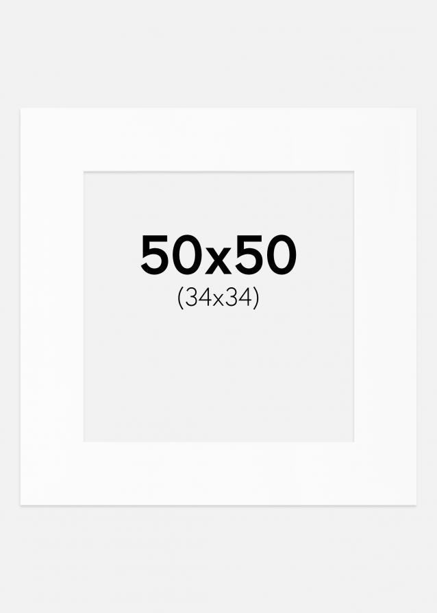 Passepartout Hvit Standard (Hvit kerne) 50x50 cm (34x34)