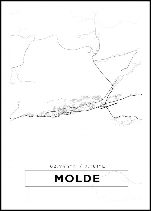Kart - Molde - Hvit Plakat