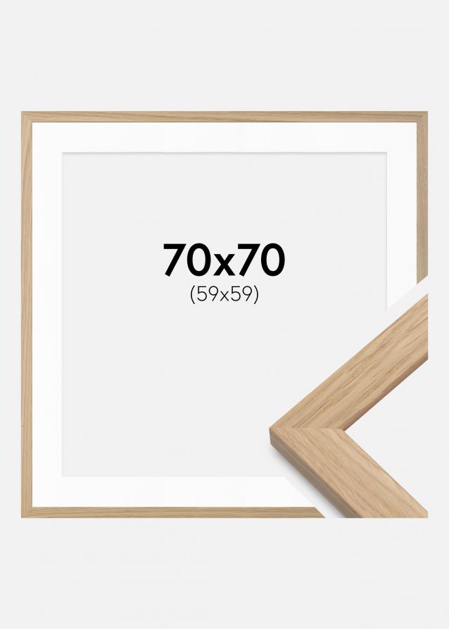 Ramme Oak Wood 70x70 cm - Passepartout Hvit 60x60 cm