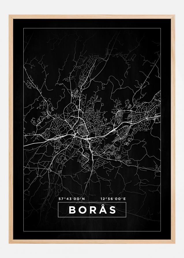 Kart - Borås - Svart Plakat