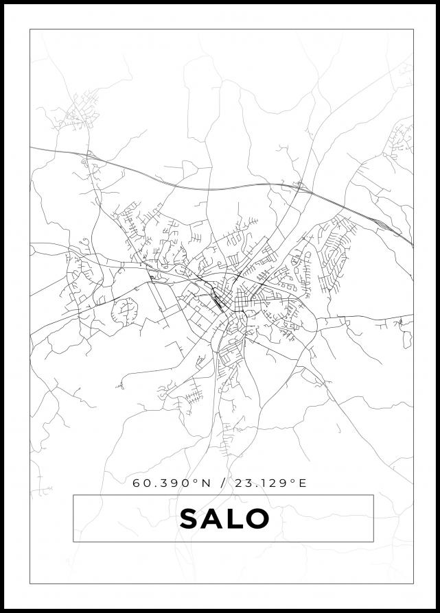 Kart - Salo - Hvit Plakat