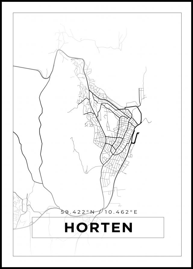 Kart - Horten - Hvit Plakat