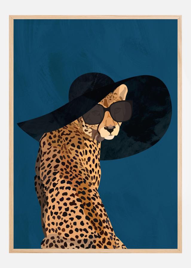 Fashionable Cheetah wearing a sunhat Plakat