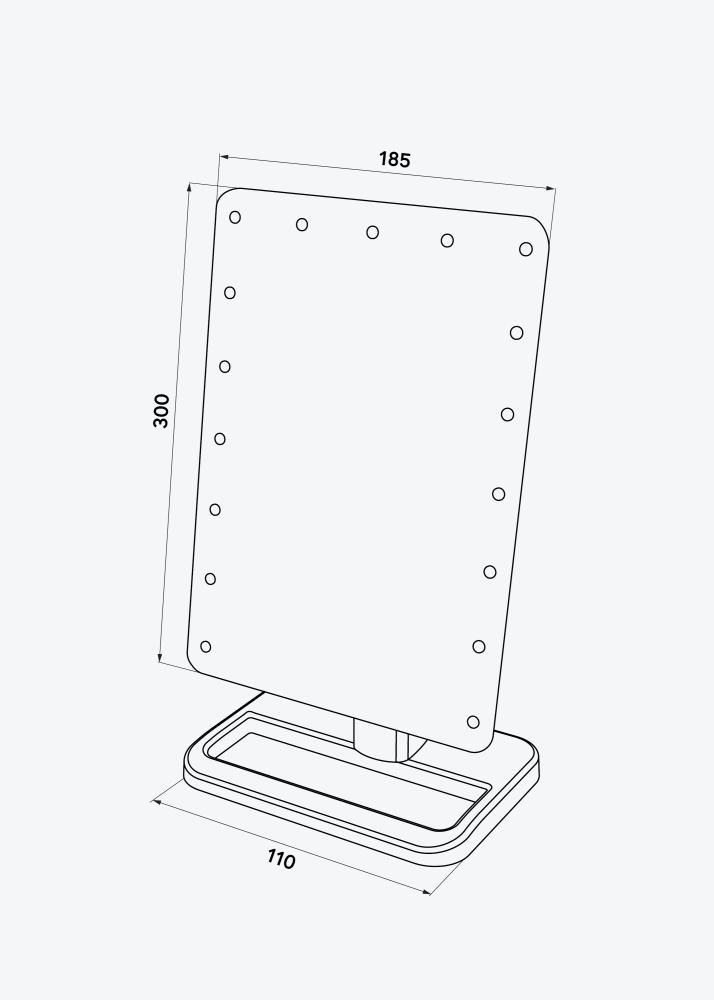 KAILA Sminkespeil LED m. Bluetoothhögtalare Roségull 18x30 cm