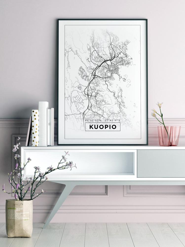 Kart - Kuopio - Hvit Plakat