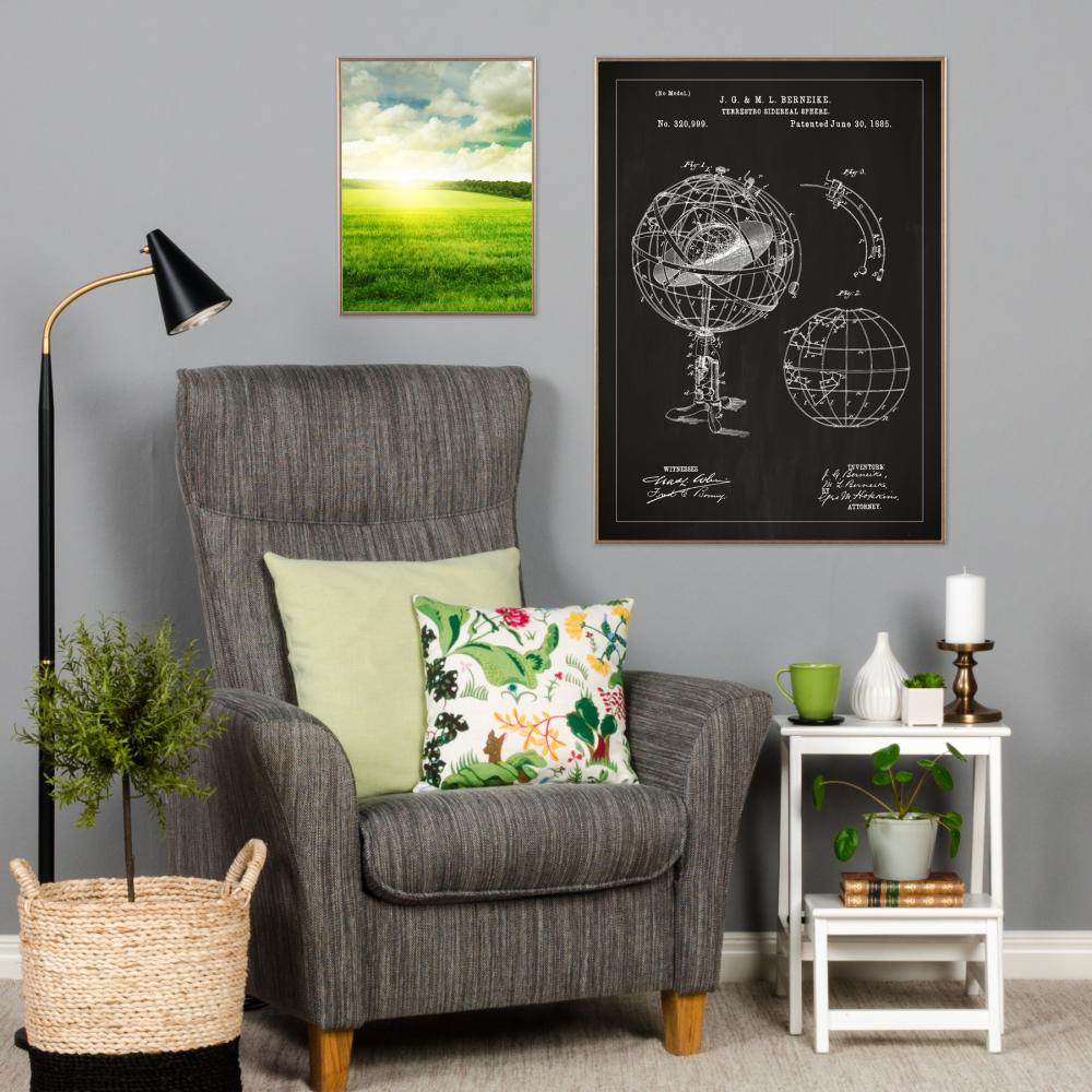 Patenttegning - Astronomisk modell - Svart Plakat