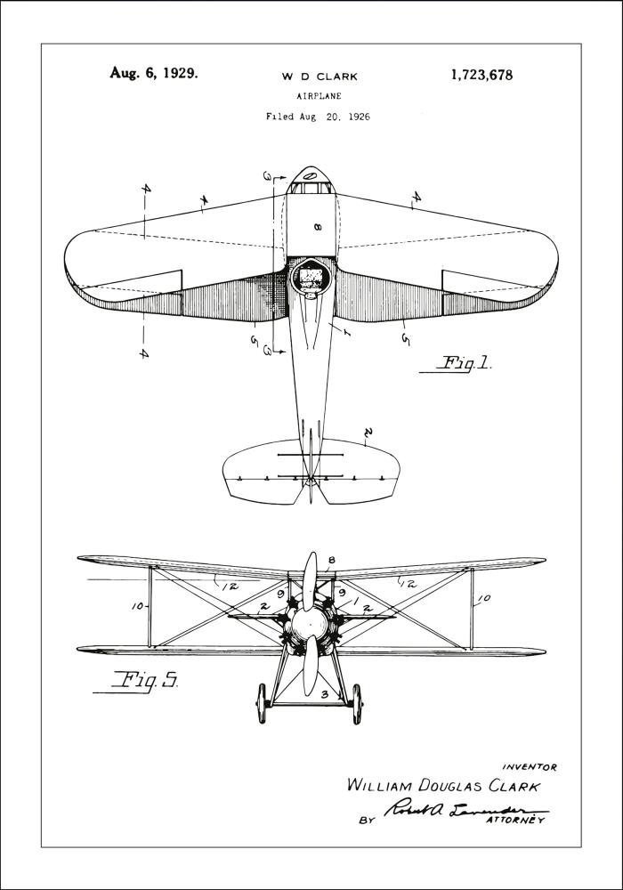 Patenttegning - Fly - Hvit Plakat