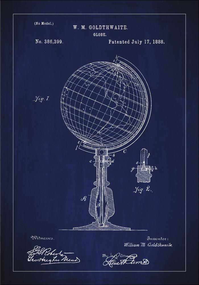 Patenttegning - Globus - Blå Plakat