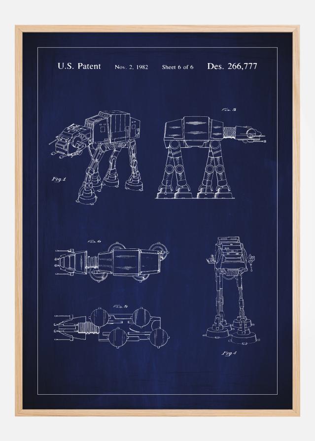 Patenttegning - Star Wars - Walker - Blå Plakat