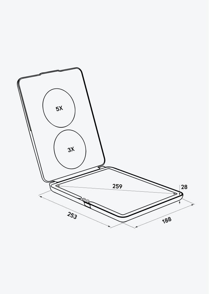 KAILA Sminkespeil Travel LED Oppladbar Roségull 19x25 cm