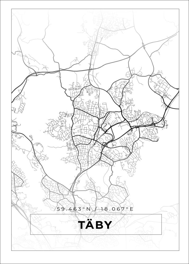 Kart - Täby - Hvit Plakat