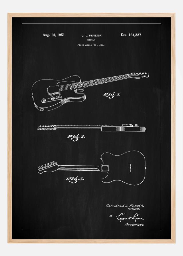 Patent Print - Guitar - Black Plakat