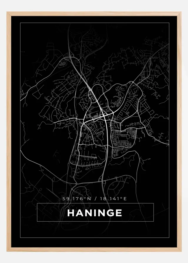 Kart - Haninge - Svart Plakat