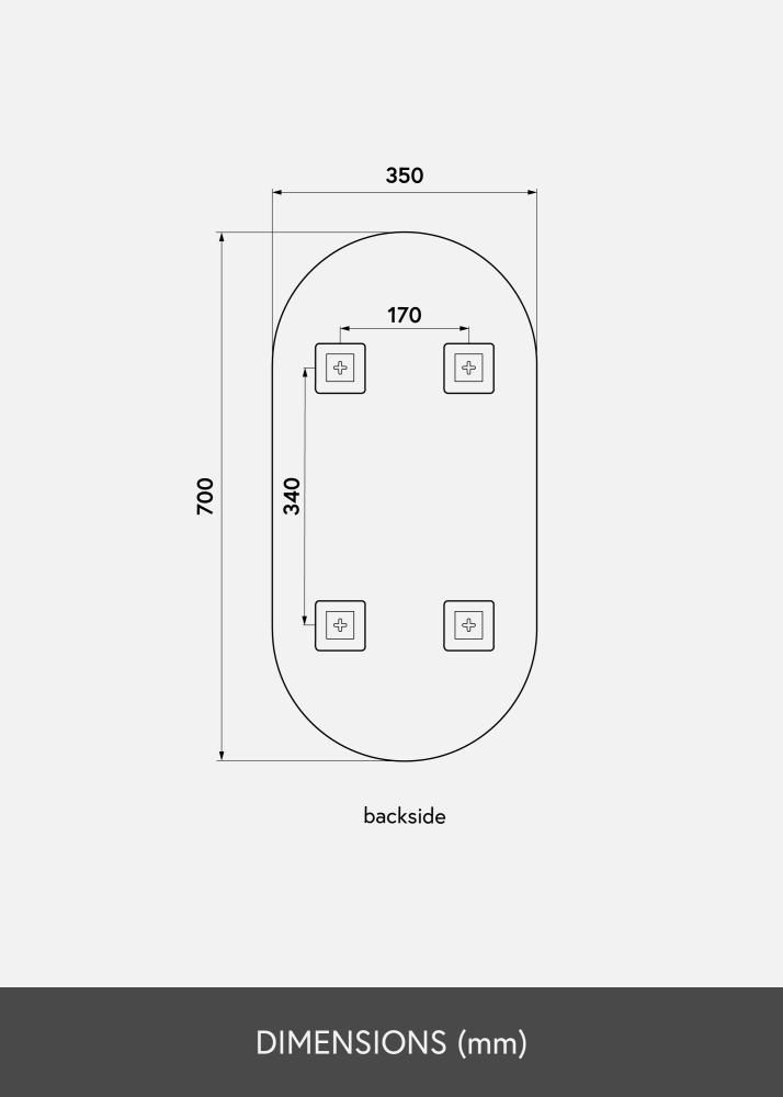 KAILA Speil Oval 35x70 cm