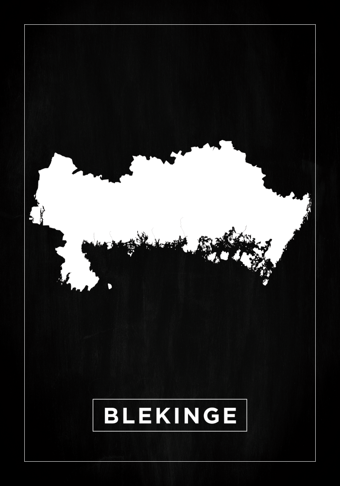 Kart - Blekinge - Svart Plakat