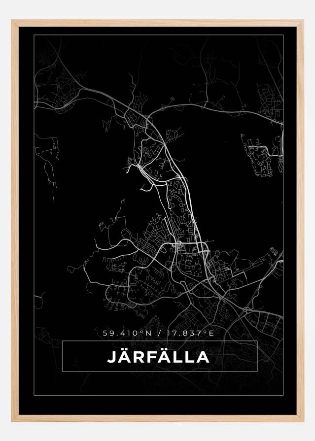 Kart - Järfälla - Svart Plakat