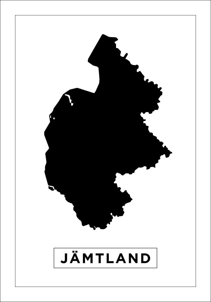 Kart - Jämtland - Hvit Plakat