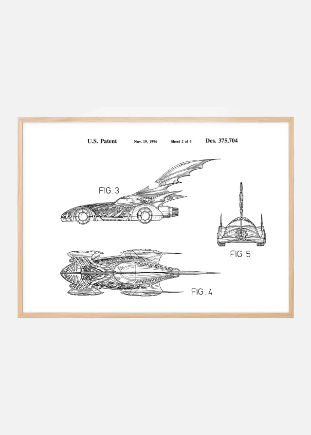 Patenttegning - Batman - Batmobile 1996 II - Plakat