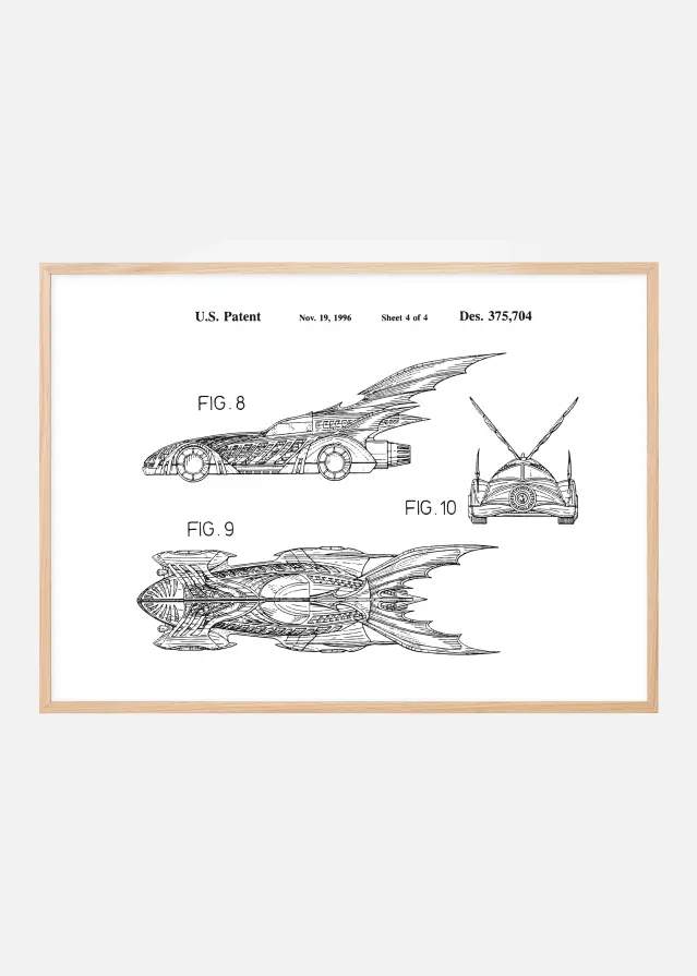 Patenttegning - Batman - Batmobile 1996 IIII - Plakat