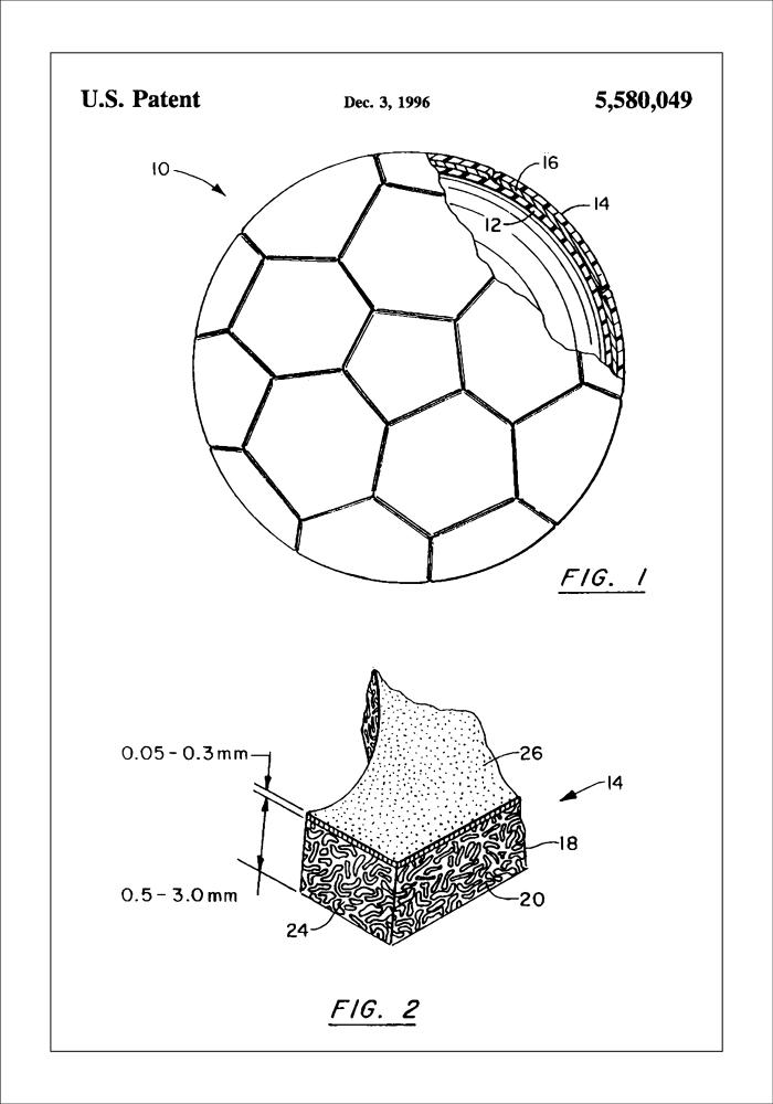 Patent Print - Football - White Plakat