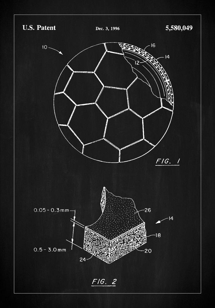 Patent Print - Football - Black Plakat