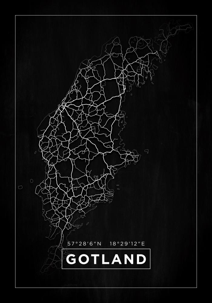 Kart - Gotland - Svart Plakat