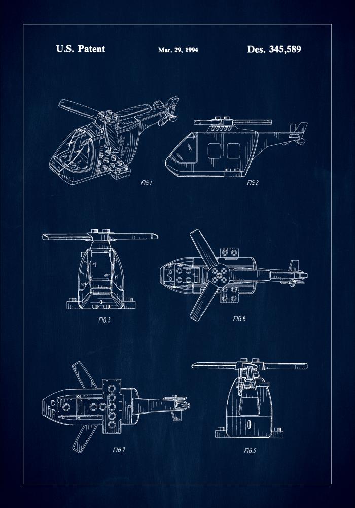 Patent Print - Lego Helicopter - Blue Plakat