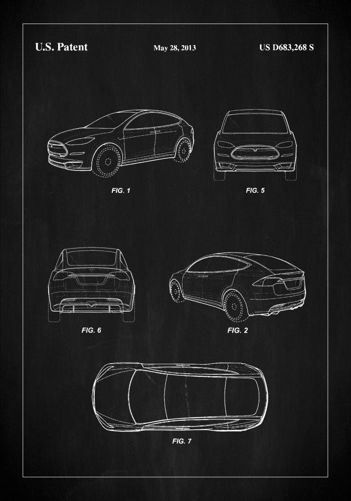 Patent Print - Tesla - Black Plakat