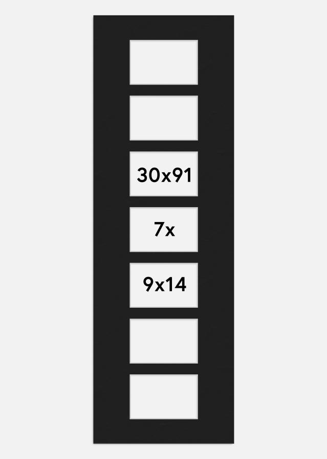 Passepartout Svart 30x91 cm - Collage 7 Bilder (9x14 cm)