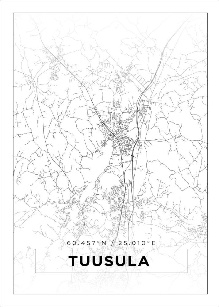 Kart - Tuusula - Hvit Plakat