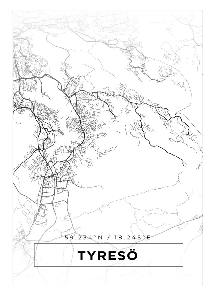 Kart - Tyresö - Hvit Plakat