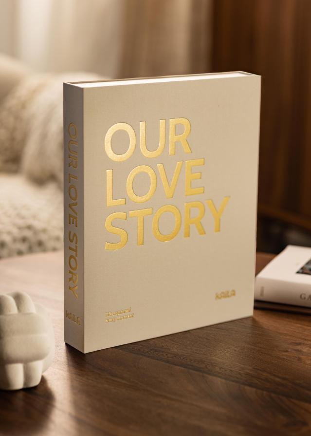 KAILA OUR LOVE STORY Creme - Coffee Table Photo Album (60 Svarte Sider)