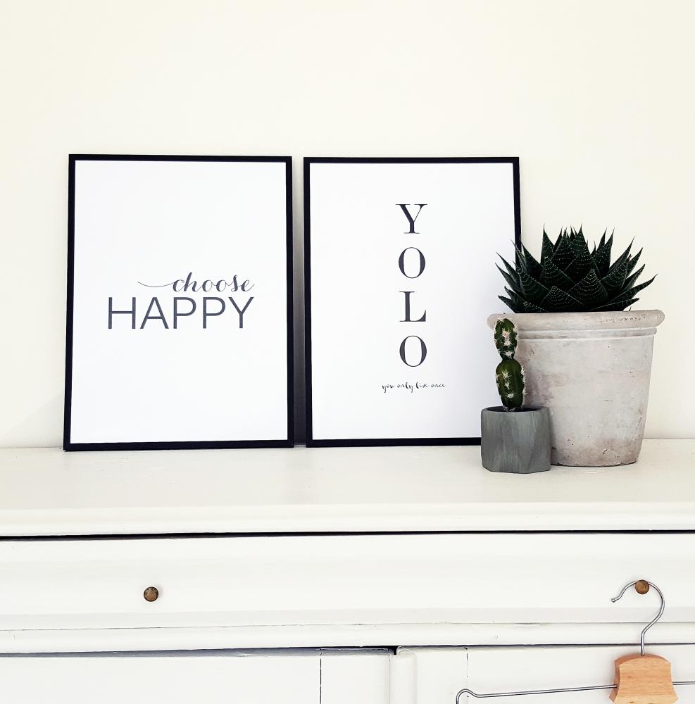 Choose happy - Svart Plakat