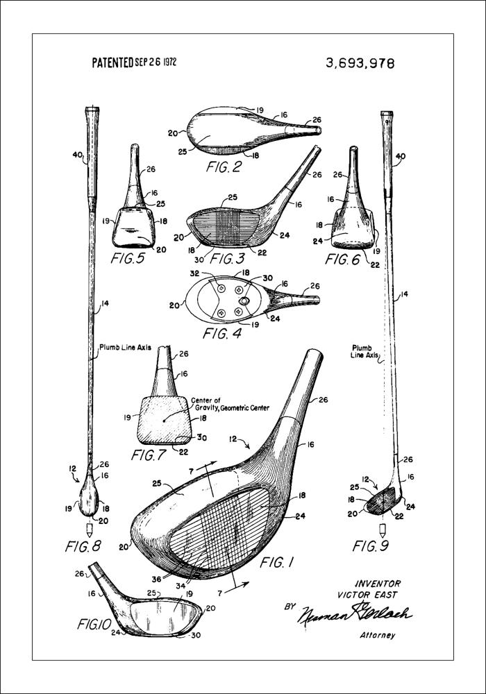 Patent Print - Golf Club - White Plakat