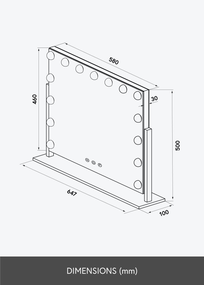 KAILA Sminkespeil Soft Corner LED Svart 60x52 cm