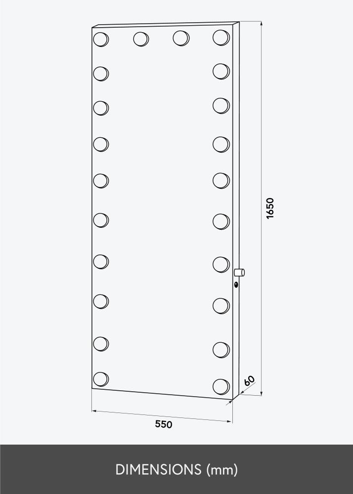 KAILA Speil Tall LED Sølv 55x165 cm