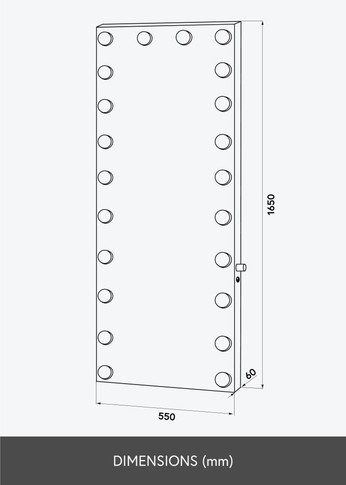 KAILA Speil Tall LED Svart 55x165 cm