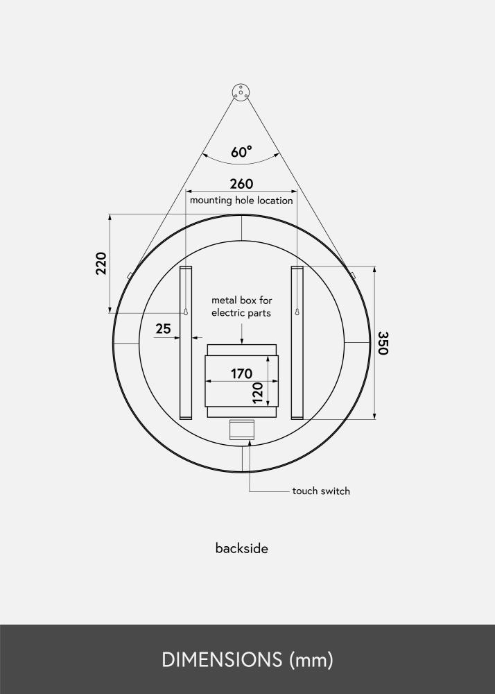 KAILA Speil Belt LED Guld 60 cm Ø