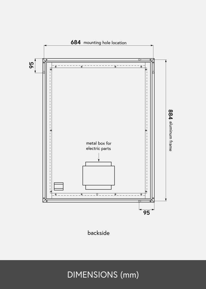 KAILA Speil Corners LED 70x90 cm