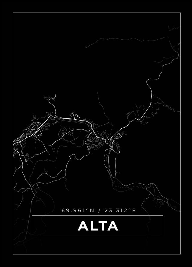 Kart - Alta - Svart Plakat