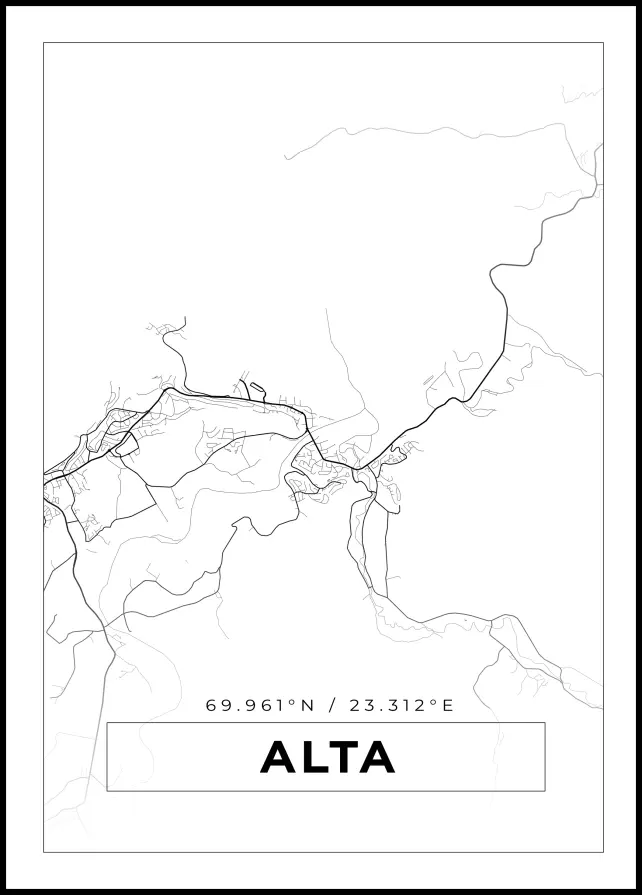 Kart - Alta - Hvit Plakat