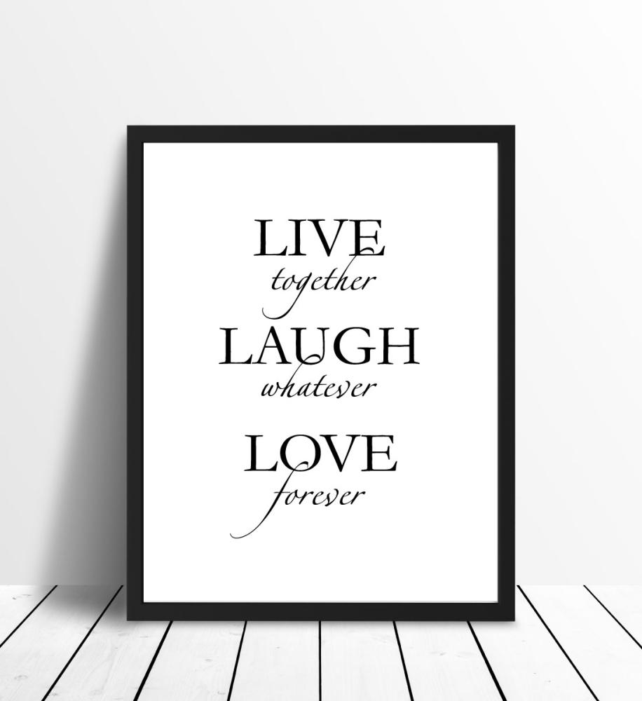 Live, laugh, love - Svart Plakat