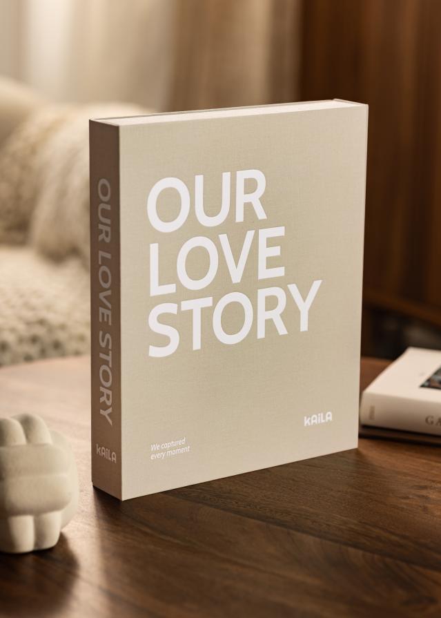 KAILA OUR LOVE STORY Grey - Coffee Table Photo Album (60 Svarte Sider)