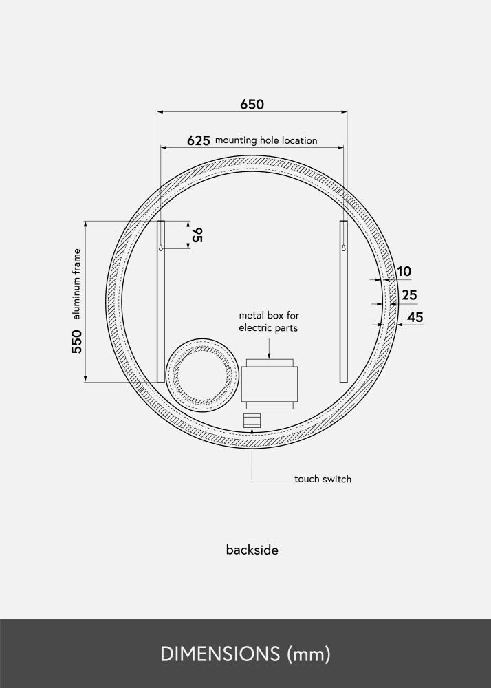 KAILA Speil Circular Magnifying LED 100 cm Ø