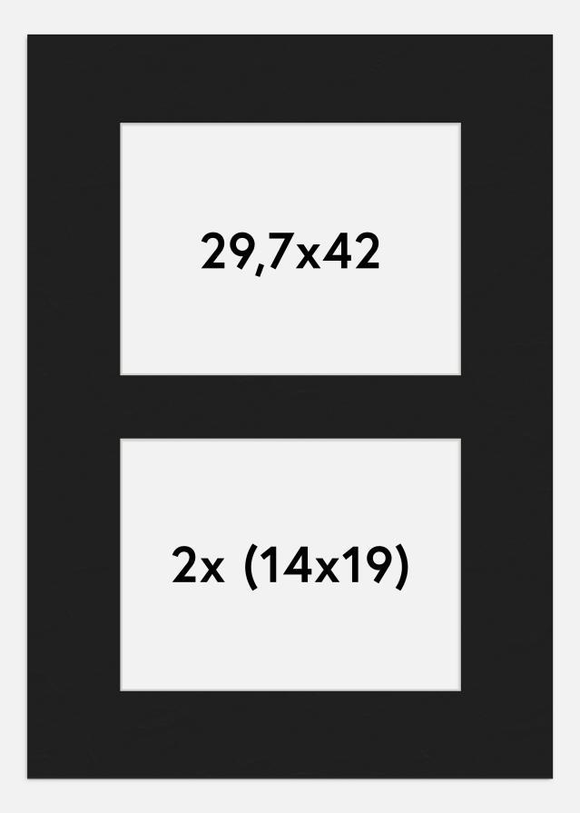 Passepartout Svart 29,7x42 cm - Collage 2 Bilder (14x19 cm)