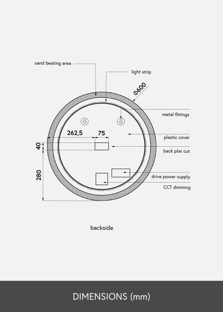 KAILA Speil Circular LED 60 cm Ø