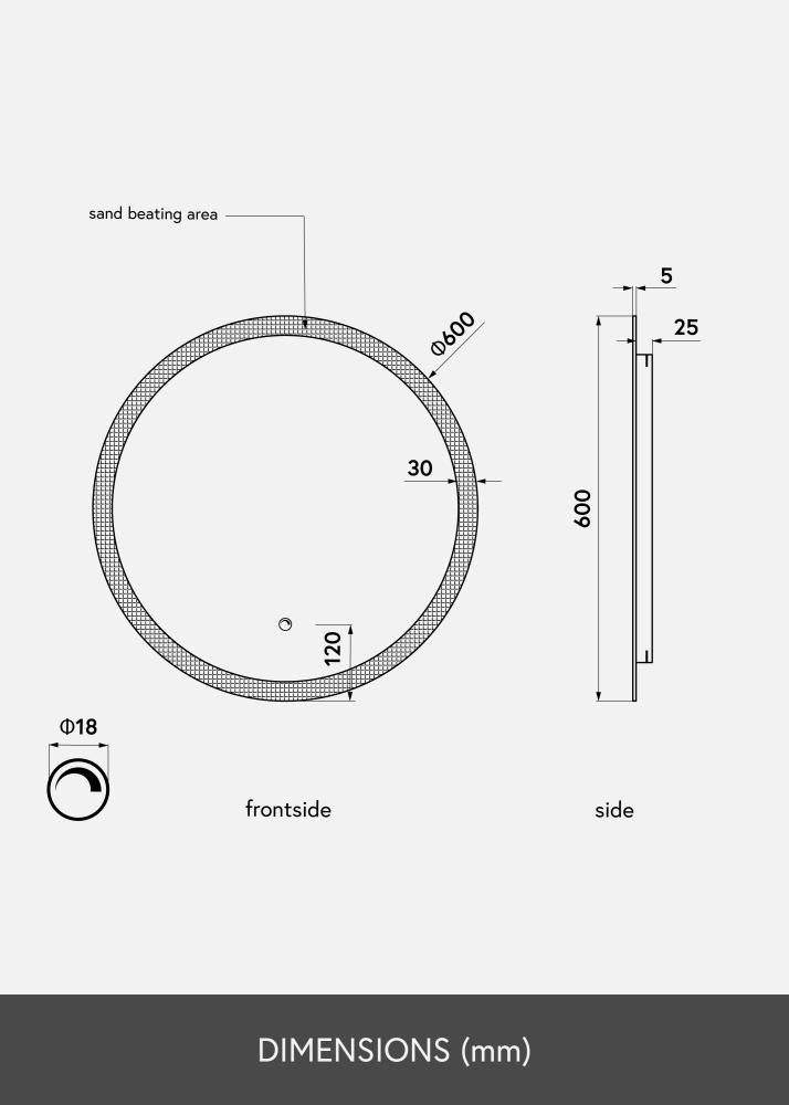 KAILA Speil Circular LED 60 cm Ø